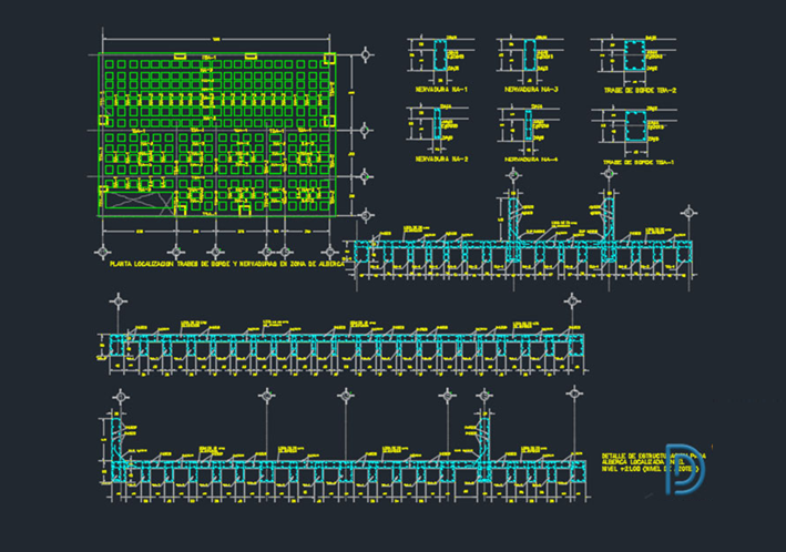 دانلود فایل پروژه اتوکد سازه استخر DWG برای AutoCAD | Swimming Pool Structural Project